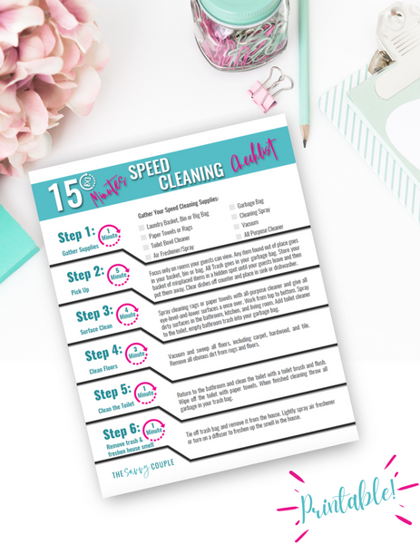 Speed Cleaning Checklist, Free Printable